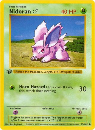 Nidoran M 055  - Unlimited Base Set Shadowless - Common