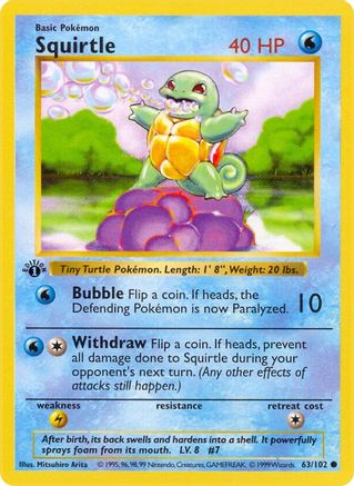 Squirtle 063  - Unlimited Base Set Shadowless - Common