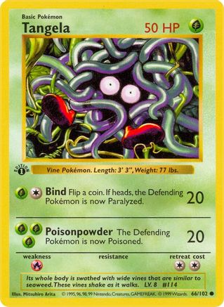 Tangela 066  - 1st Edition Base Set Shadowless - Common
