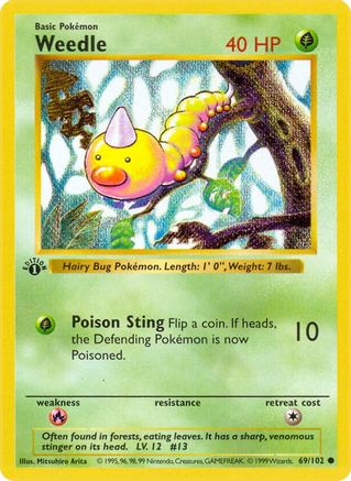Weedle 069  - Unlimited Base Set Shadowless - Common