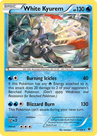 White Kyurem 021  - Holofoil XY  Fates Collide - Holo Rare