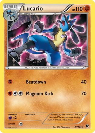 Lucario (47) 047  - Reverse Holofoil XY  Fates Collide - Rare