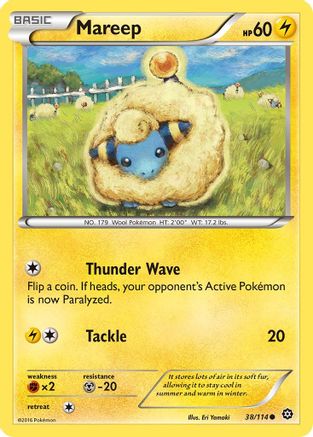 Mareep 038  - Reverse Holofoil XY  Steam Siege - Common