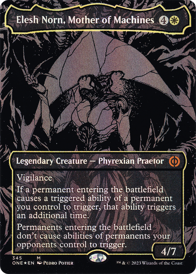 Elesh Norn, Mother of Machines (Oil Slick Raised Foil) [Phyrexia: All Will Be One]