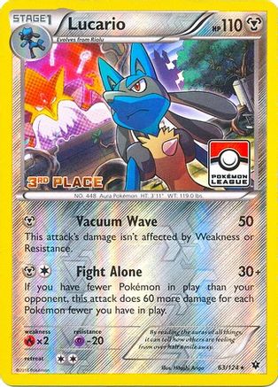 Lucario - 63/124 (Pokemon League) [3rd Place]/124  - Reverse Holofoil League & Championship Cards - Promo