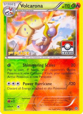 Volcarona - 15/114 (Pokemon League) [1st Place]/114  - Reverse Holofoil League & Championship Cards - Promo