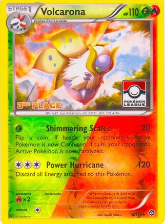 Volcarona - 15/114 (Pokemon League) [3rd Place]/114  - Reverse Holofoil League & Championship Cards - Promo
