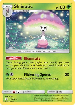 Shiinotic 017  - Reverse Holofoil SM Base Set - Holo Rare