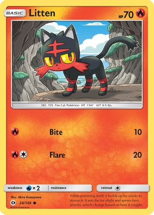 Litten 024  - Reverse Holofoil SM Base Set - Common
