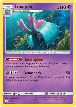 Toxapex 063  - Holofoil SM Base Set - Holo Rare