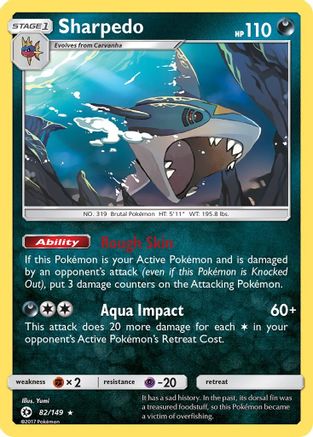 Sharpedo 082  - Holofoil SM Base Set - Holo Rare