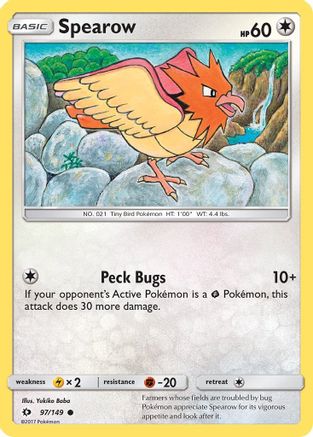 Spearow 097  - Reverse Holofoil SM Base Set - Common