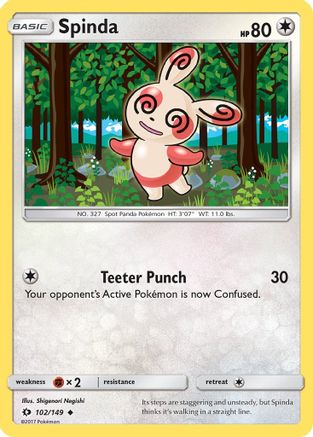 Spinda 102  - Reverse Holofoil SM Base Set - Uncommon