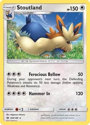 Stoutland 105  - Reverse Holofoil SM Base Set - Rare
