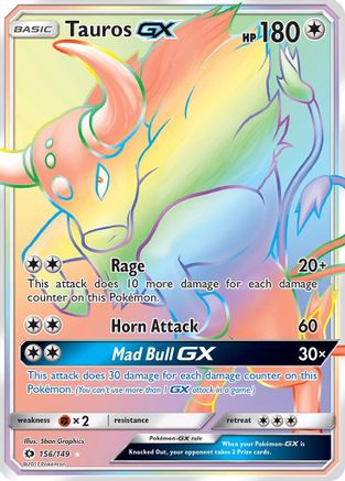 Tauros GX (Secret) 156  - Holofoil SM Base Set - Secret Rare