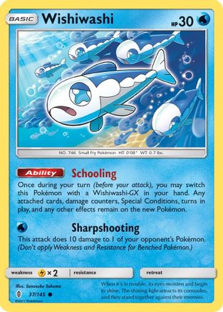 Wishiwashi 037  - Reverse Holofoil SM  Guardians Rising - Common