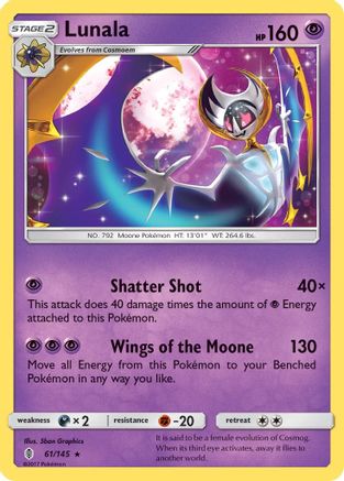 Lunala 061  - Reverse Holofoil SM  Guardians Rising - Rare