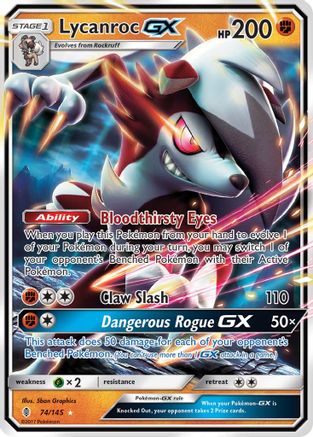 Lycanroc GX 074  - Holofoil SM  Guardians Rising - Ultra Rare