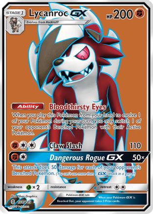 Lycanroc GX (Full Art)  - Holofoil SM  Guardians Rising - Ultra Rare