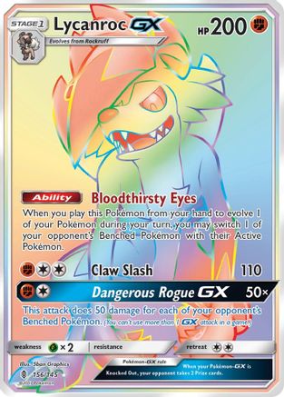Lycanroc GX (Secret)  - Holofoil SM  Guardians Rising - Secret Rare
