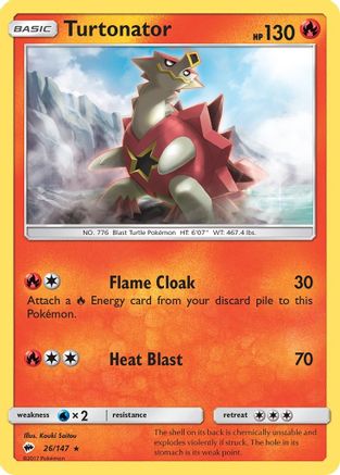 Turtonator  - Reverse Holofoil SM  Burning Shadows - Rare