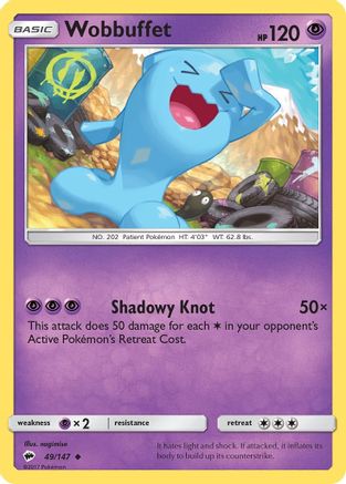 Wobbuffet 049  - Reverse Holofoil SM  Burning Shadows - Uncommon
