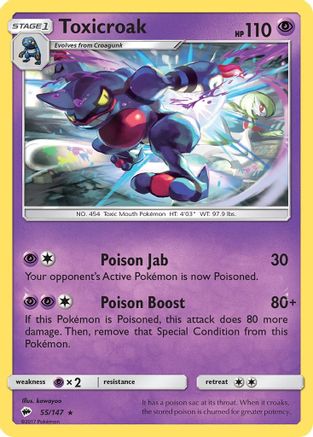 Toxicroak 055  - Reverse Holofoil SM  Burning Shadows - Rare