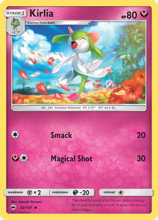 Kirlia 092  - Reverse Holofoil SM  Burning Shadows - Uncommon