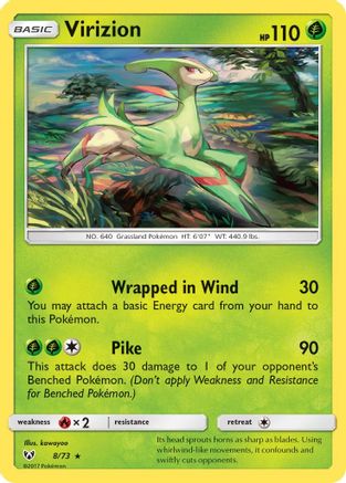 Virizion 008  - Reverse Holofoil Shining Legends - Holo Rare