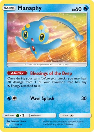 Manaphy 025  - Holofoil Shining Legends - Holo Rare