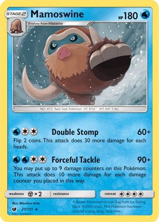 Mamoswine 021/111  - Reverse Holofoil SM  Crimson Invasion - Rare