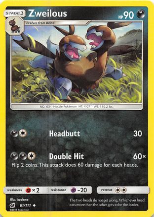 Zweilous 061  - Reverse Holofoil SM  Crimson Invasion - Uncommon