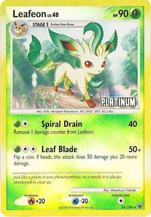 Leafeon - 24/100 [Platinum]/100  - Reverse Holofoil Burger King Promos - Promo