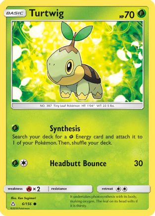 Turtwig (6) 006  - Reverse Holofoil SM  Ultra Prism - Common