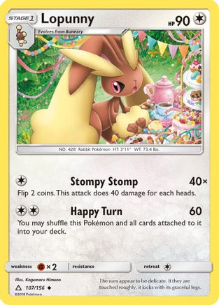 Lopunny 107  - Reverse Holofoil SM  Ultra Prism - Uncommon