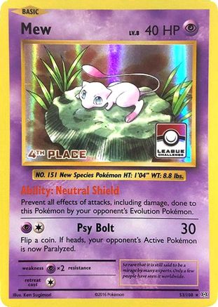 Mew 053/108  - Holofoil League & Championship Cards - Promo