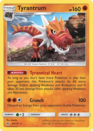 Tyrantrum 069  - Reverse Holofoil SM  Forbidden Light - Holo Rare