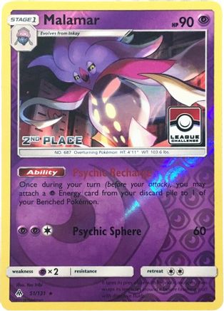 Malamar - 51/131 (League Challenge) [2nd Place]/131  - Reverse Holofoil League & Championship Cards - Promo
