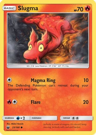 Slugma 023  - Reverse Holofoil SM  Celestial Storm - Common