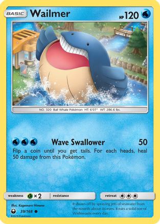 Wailmer  - Reverse Holofoil SM  Celestial Storm - Common