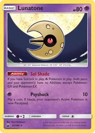 Lunatone  - Reverse Holofoil SM  Celestial Storm - Holo Rare