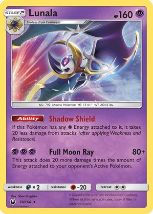 Lunala  - Reverse Holofoil SM  Celestial Storm - Holo Rare