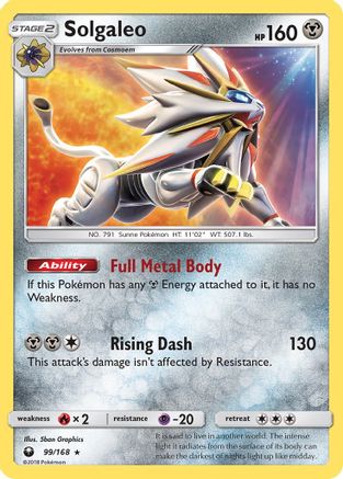 Solgaleo/168  - Holofoil SM  Celestial Storm - Holo Rare