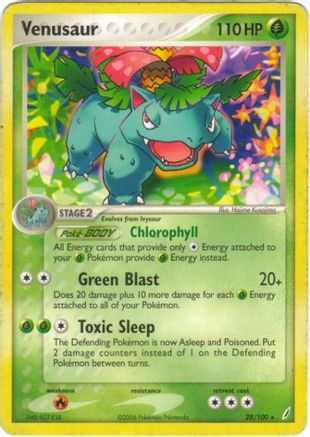 Venusaur - 28/100 (EX Crystal Guardians)/100  - Holofoil Deck Exclusives - Holo Rare