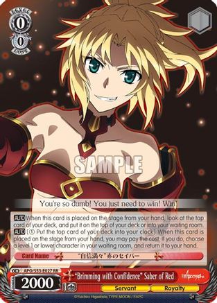 "Brimming with Confidence" Saber of Red (APO/S53-E027 RR) - Fate/Apocrypha