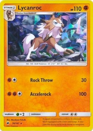 Lycanroc - 76/147 (Cracked Ice Holo)/147  - Holofoil Deck Exclusives - Holo Rare