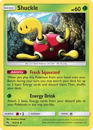 Shuckle 016  - Reverse Holofoil SM  Lost Thunder - Uncommon