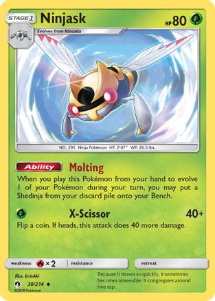 Ninjask 030  - Reverse Holofoil SM  Lost Thunder - Uncommon