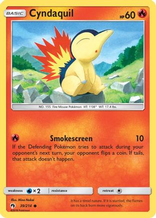 Cyndaquil (39) 039  - Reverse Holofoil SM  Lost Thunder - Common