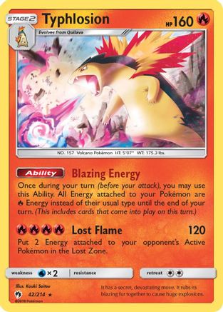 Typhlosion 042  - Reverse Holofoil SM  Lost Thunder - Holo Rare